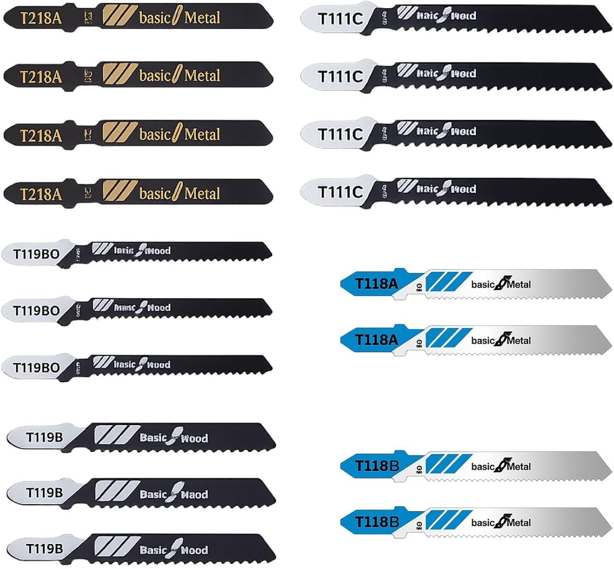 Pack of 20 T-Schaft Jigsaw Blades Made of HSS, HCS and Cr-V Steel, Compatible with Most Brands, Saw Blades for Wood - ShopVlot