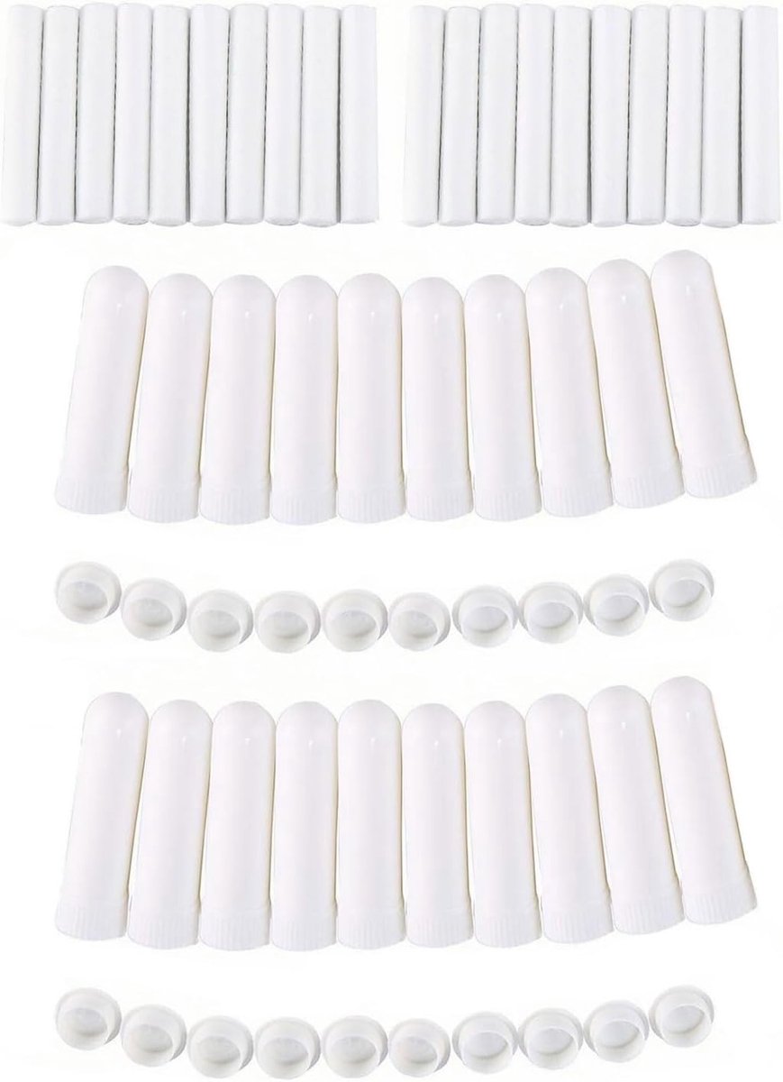 20 Nasal Inhalers, Good Hygroscopicity, Refillable for Aromatherapy, Essential Oils, Empty Fragrance Swabs with 10 - ShopVlot