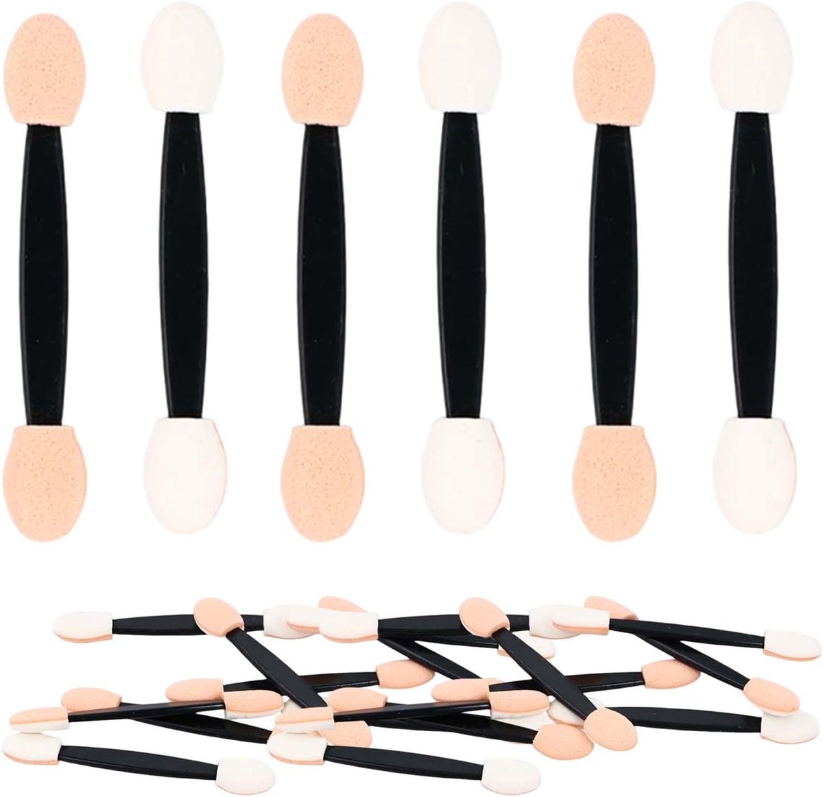 Oogschaduw-applicators 50 stuks - dubbelzijdige spons-kwastenset - hygiënisch en nauwkeurig - ShopVlot