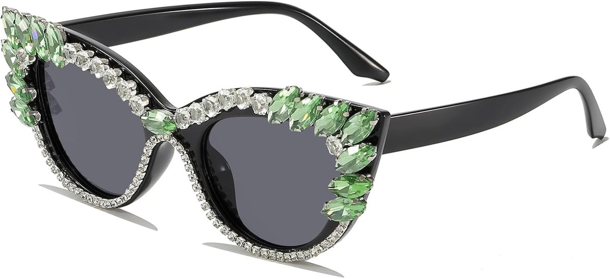 Zonnebril cat eye met rhinestones - retro diamant - bling design - trendy accessoires - ShopVlot