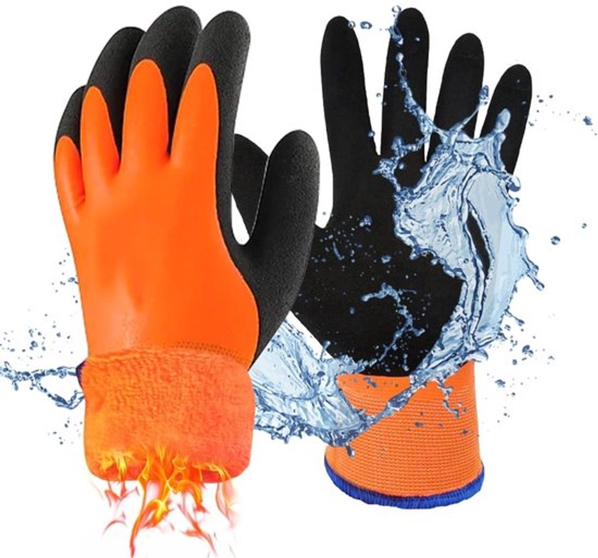 Werkhandschoenen Waterdicht - Thermisch Geïsoleerd - Dubbellaags - Antislip - Nylon - Warme Polarfleecevoering - Winterhandschoenen