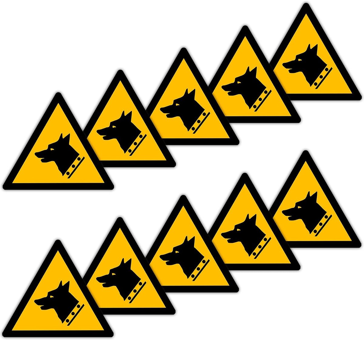 Sticker beschermhond / schild driehoek W013 - polyester geel zwart - goedgekeurd ASR A1.3 - ShopVlot