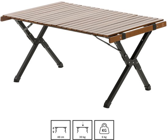 Travellife Camping Loungetafel Walnut 90 - Stijlvol en compact - Oprolbaar houten tafelblad - Inclusief draagtas van Travellife — afbeelding 4