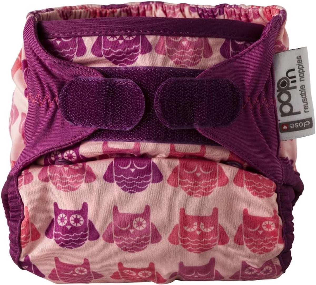 Luiers herbruikbaar one size - bamboe - roze uil - milieuvriendelijk alternatief - ShopVlot