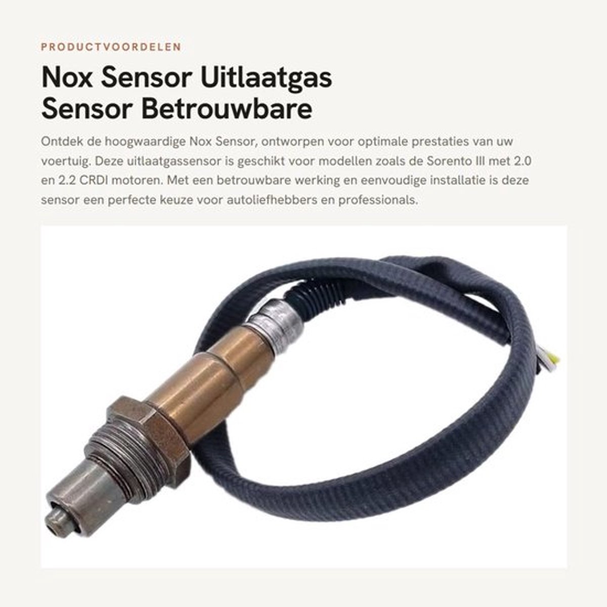 Nox Sensor - Compatibel met Sorento 2.0/2.2 CRDI - Voor Highlander 2.4L/3.3L - Voor RAV4 2.0/2.4L - Voor Prius 1.5L - Schokbestendig ontwerp - Uitlaatgas Sensor