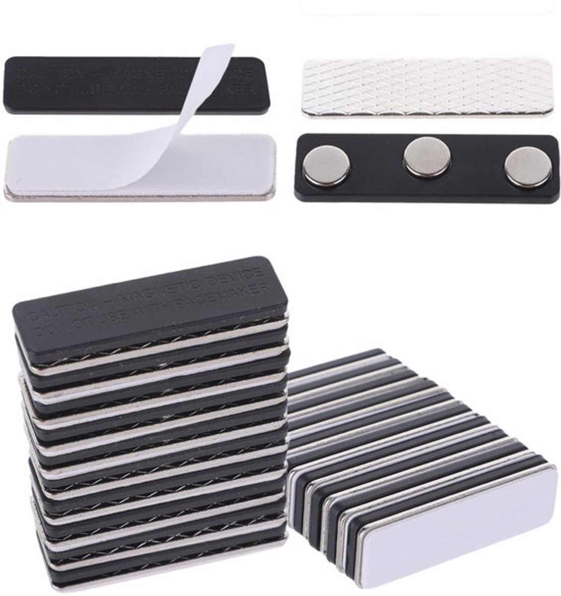 Naamplaat 10 Stuks - Magnetisch - Zelfklevend - Duurzaam - Met 3 Sterke Magneten - 4,5 x 1,3 cm - Geschikt voor Kleding - Naamlabel