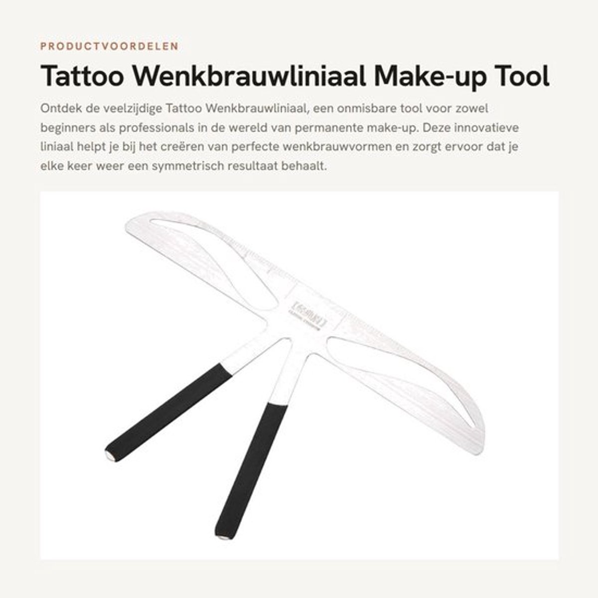 Wenkbrauwliniaal voor beginners - Make-up Tool - 3-punts Positioneringsontwerp - Roestvrij Staal - Duurzaam - Geschikt voor Asymmetrie - Wenkbrauwsjabloon