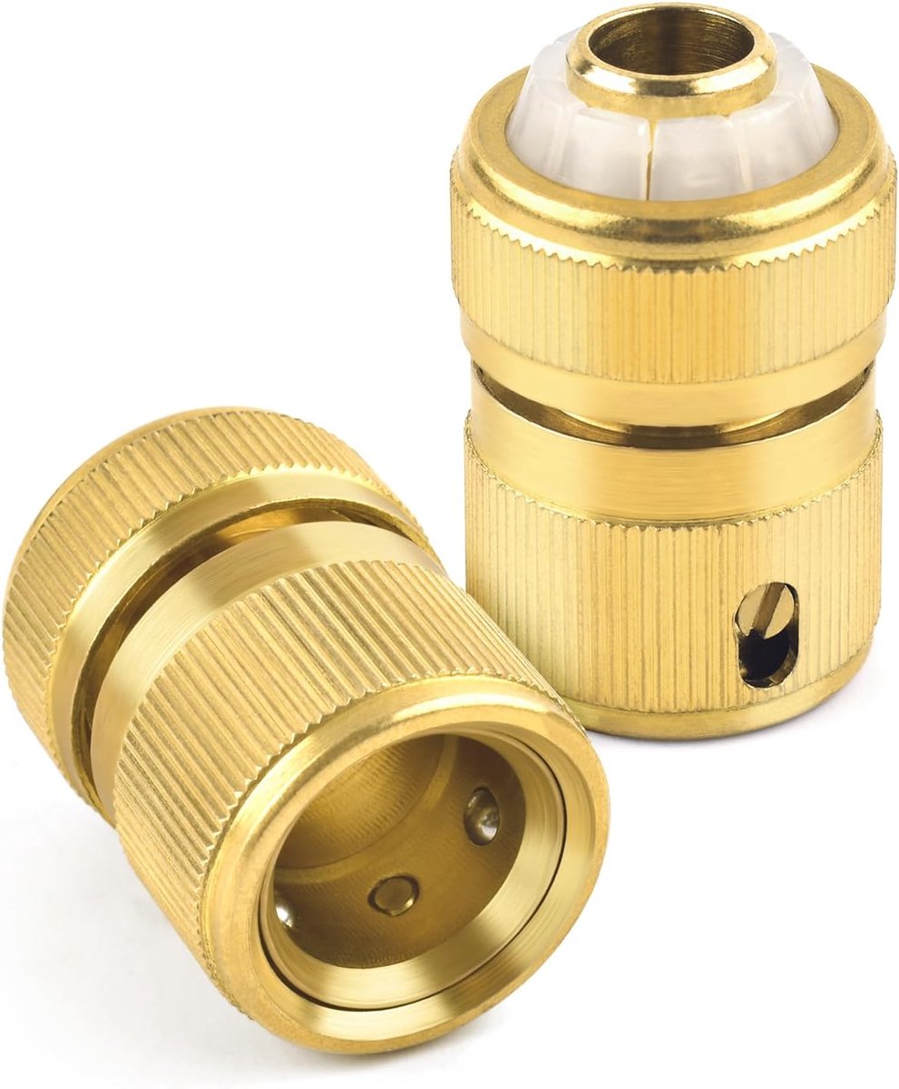 Tuinslang koppeling 1/2 inch - messing - dubbele stekker - eenvoudig te bevestigen - ShopVlot