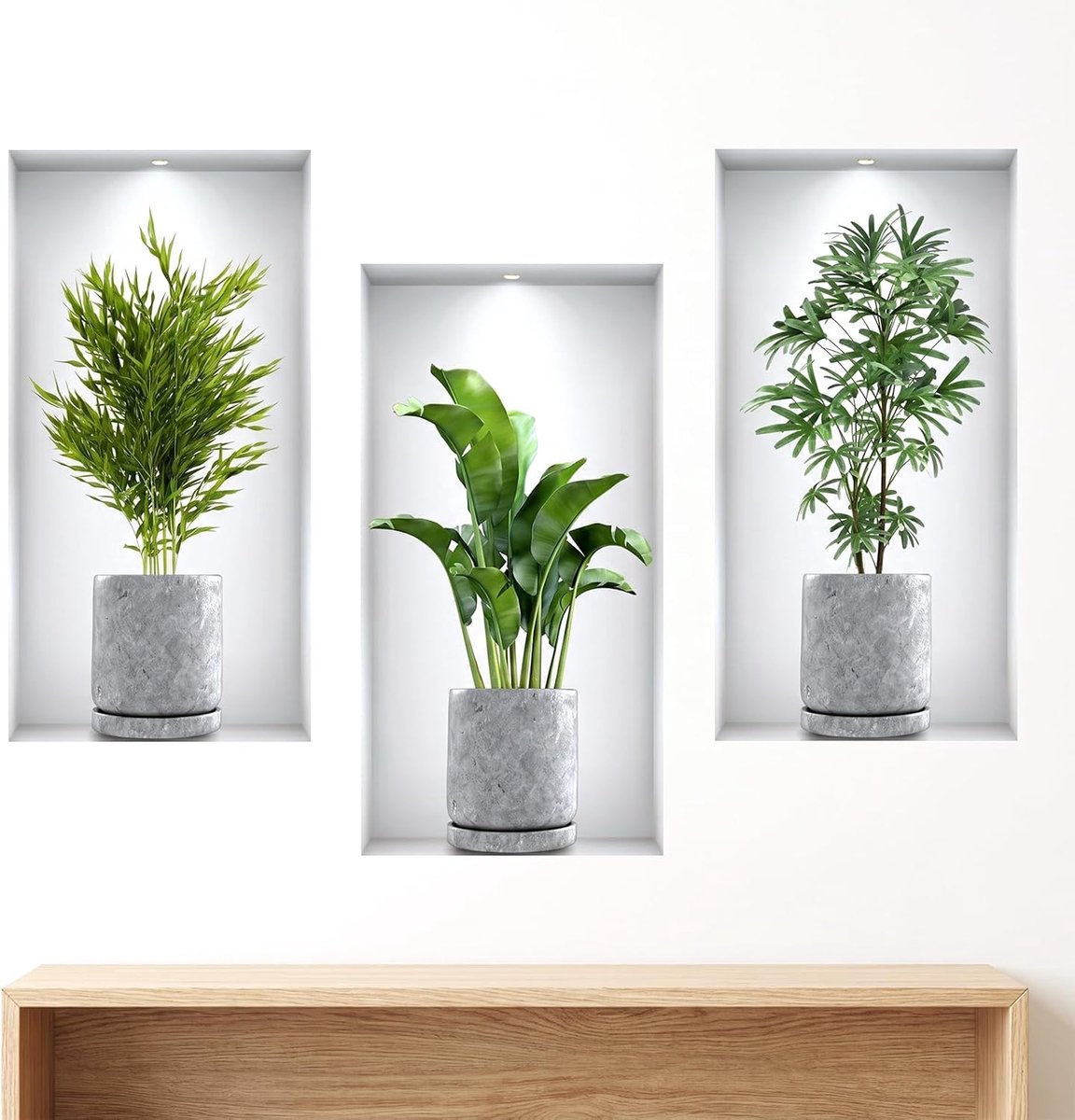 Plant muurstickers 3D vaas - zelfklevend PVC - wanddecoratie voor woonkamer en slaapkamer - ShopVlot
