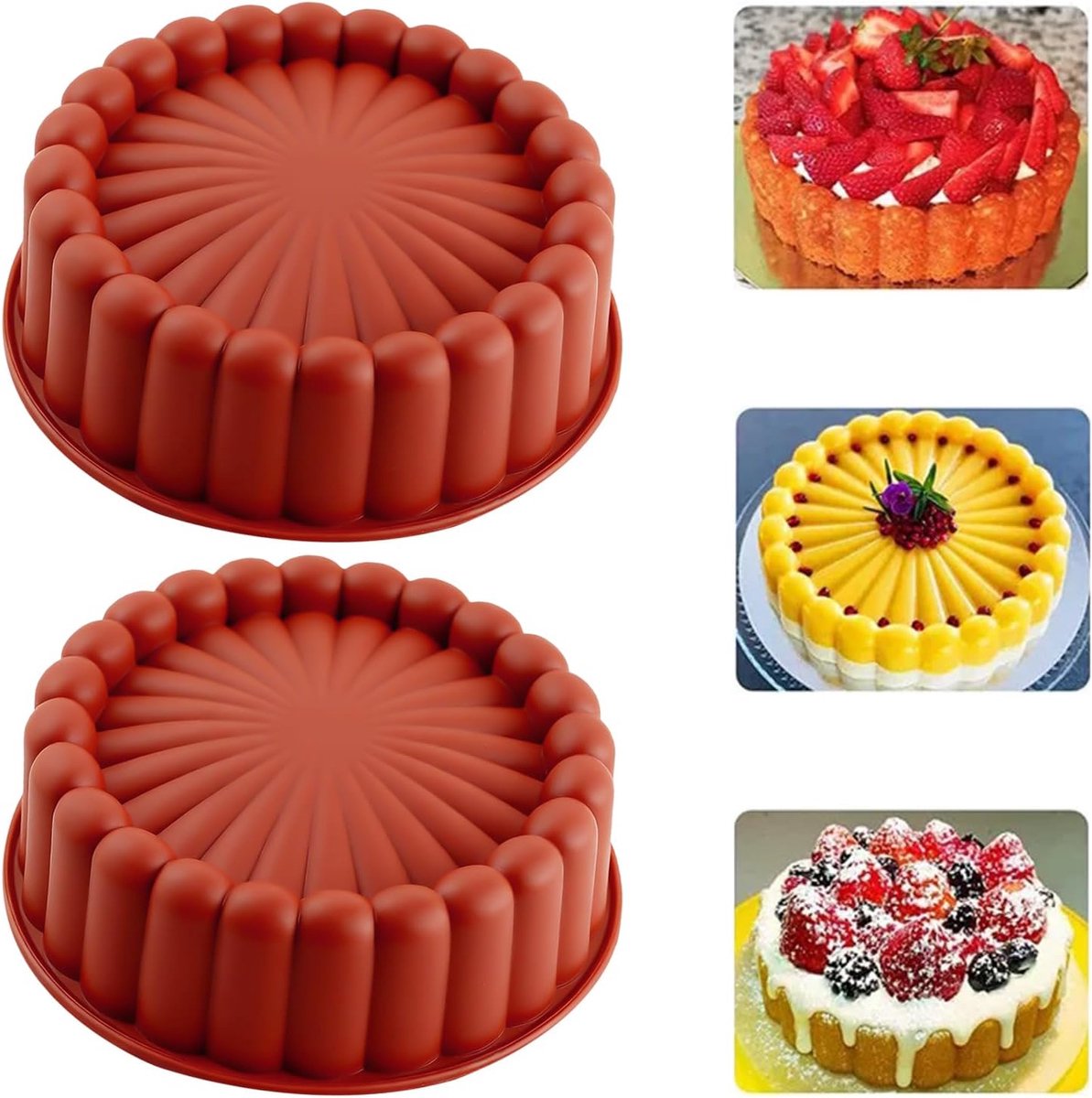 Silicone cakepan 8 inch - brick red - non-stick coating - perfect voor pudding en brood - ShopVlot