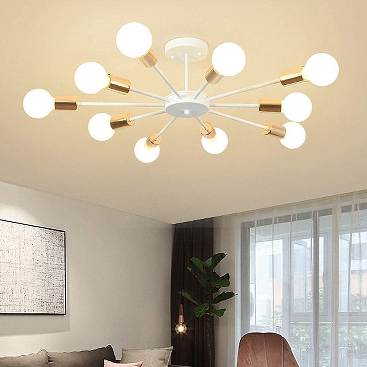 Plafondlamp 70 cm - Modern wit - 10 lichtpunten - Ideaal voor woonkamer of keuken - ShopVlot