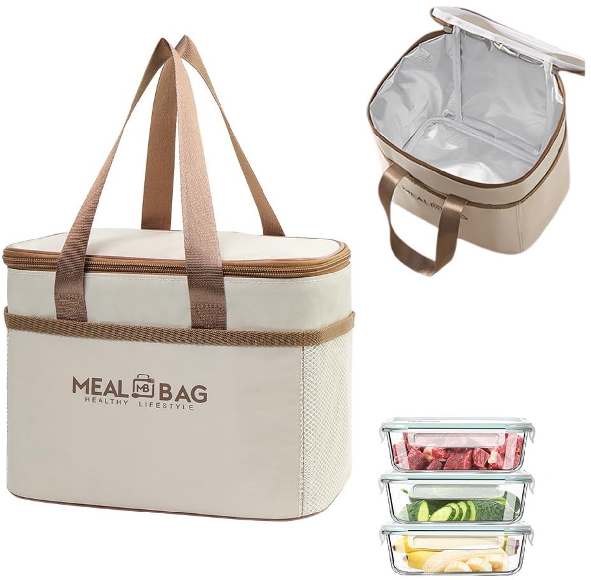 Solidchoice - Vouwbare Lunchtas voor Reizen en Picknicks Khaki