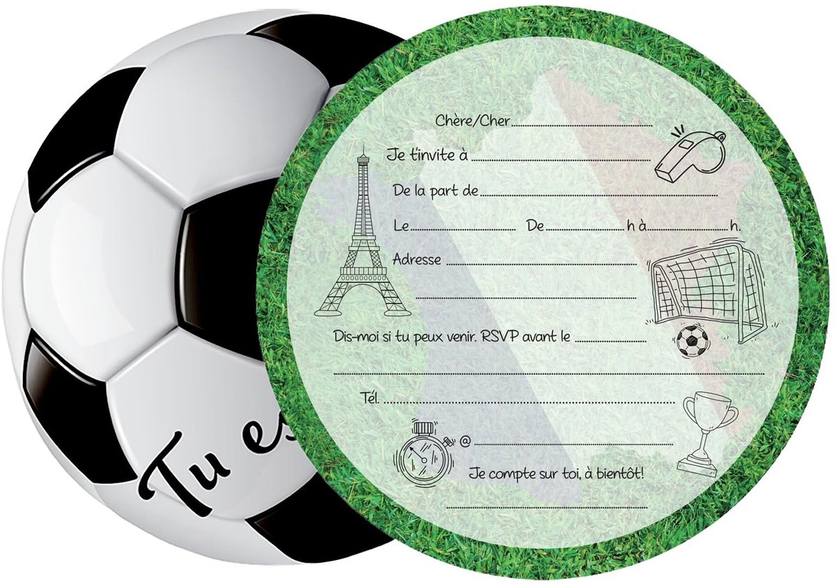 Solidchoice - Set van 12 Voetbal Verjaardagsuitnodigingen voor Kinderen