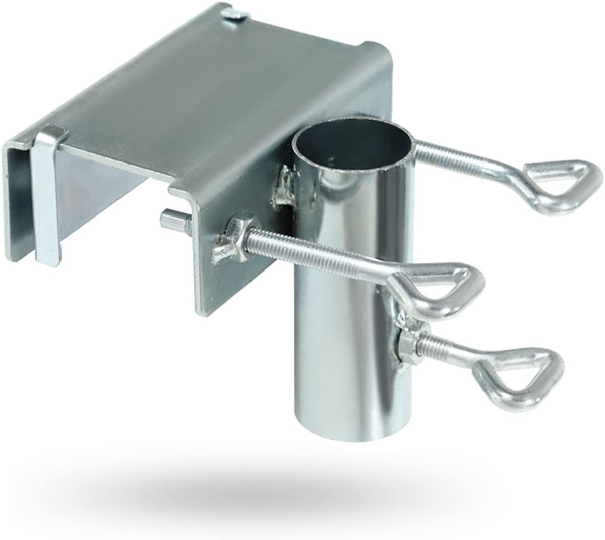 Parasolhouder - Zwart - 17 x 17 x 10 cm - Gietijzeren Bevestigingsclip voor Balkonreling - Voor Tuin en Balkon