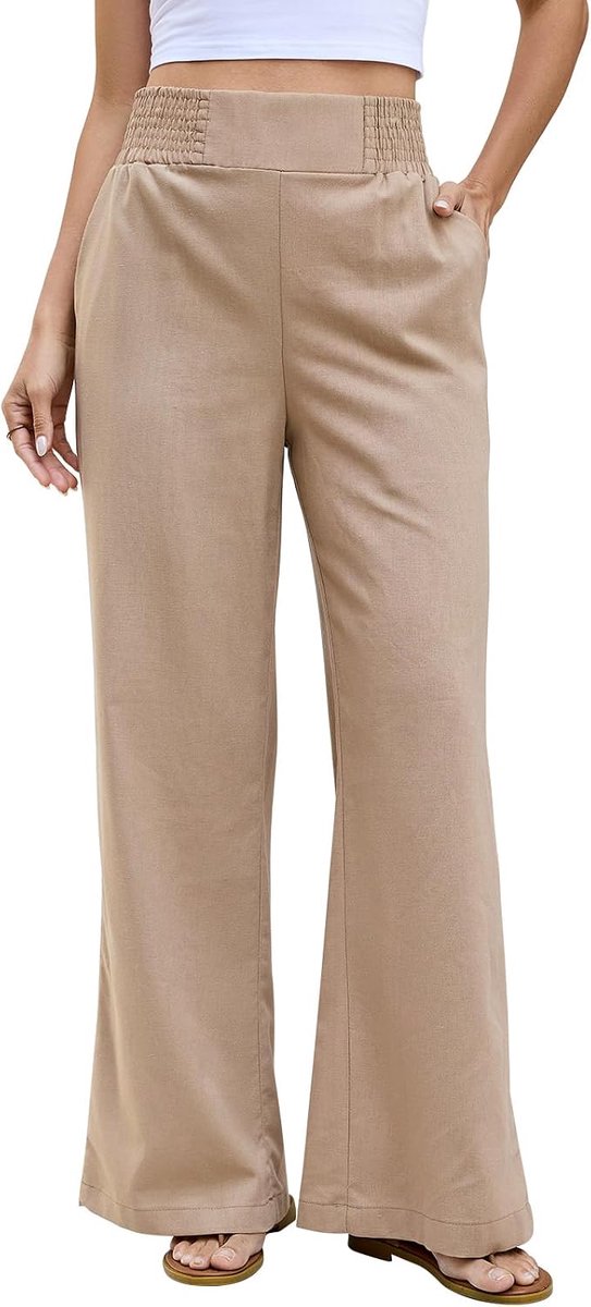 Zomerbroek dames - hoge taille - van linnen - met zakken voor comfort - ShopVlot
