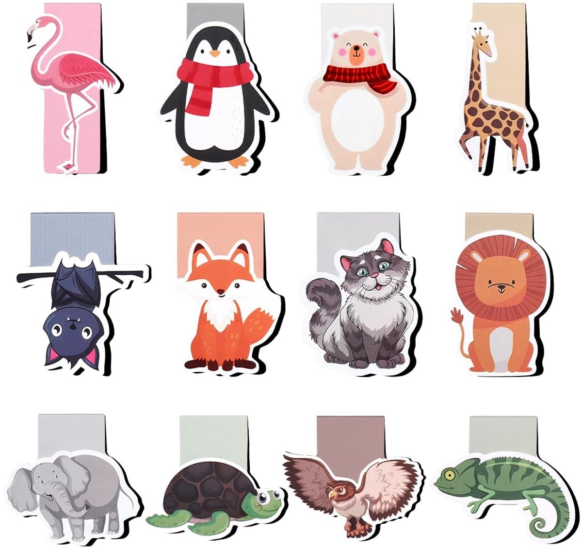 Solidchoice - Set van 12 Magnetische Boekenleggers voor Kinderen met Dieren
