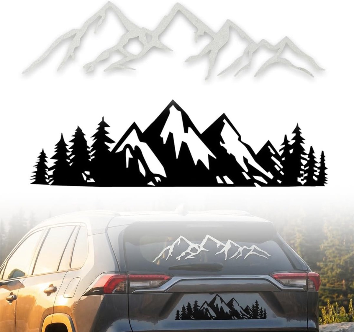 Weerbestendige autostickers - sneeuwbedekte bergstickers - 2 stuks - ideaal voor zijramen - ShopVlot