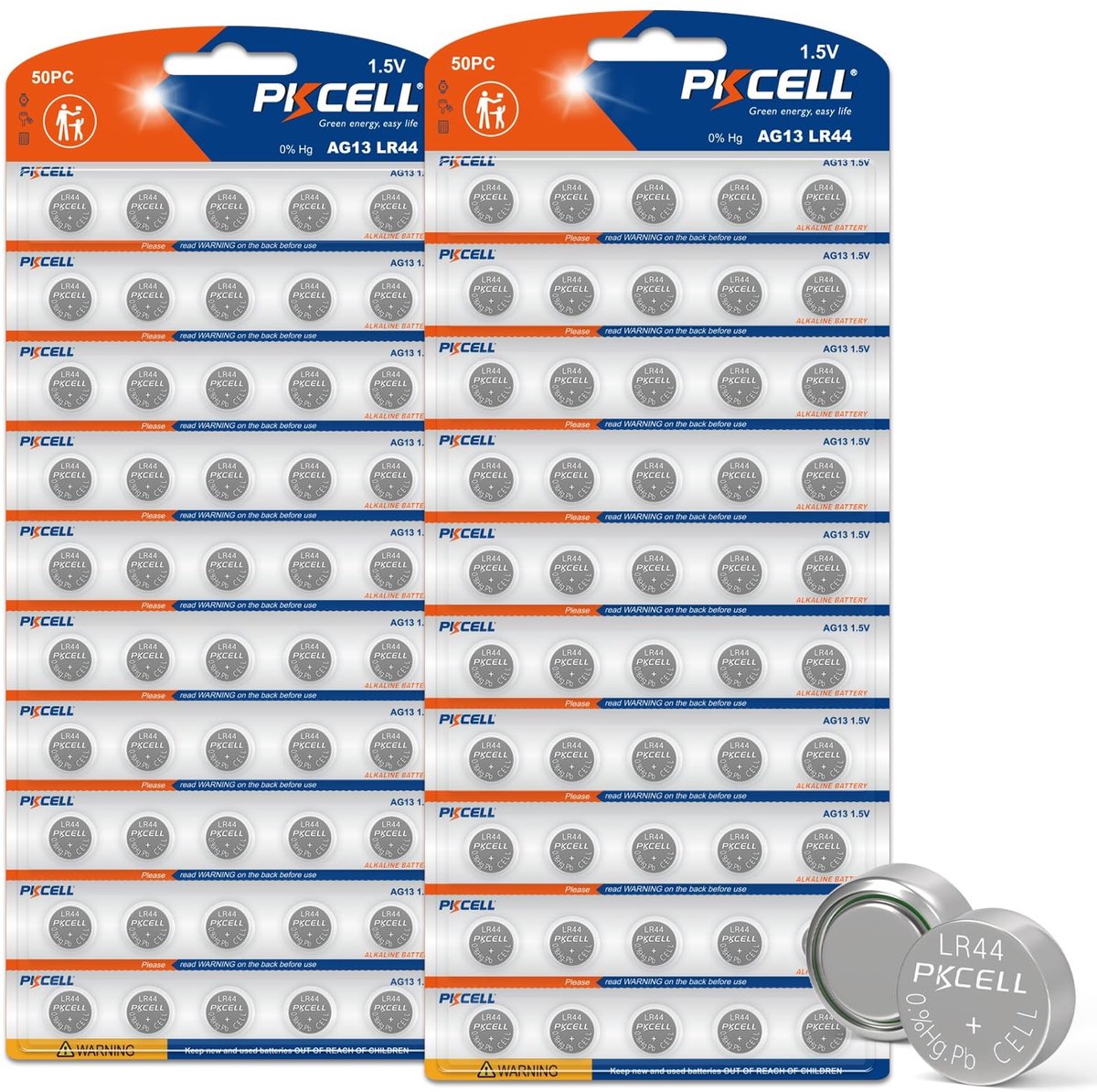 Solidchoice - Set van 100 LR44/AG13 Alkaline Knopbatterijen 1,5V