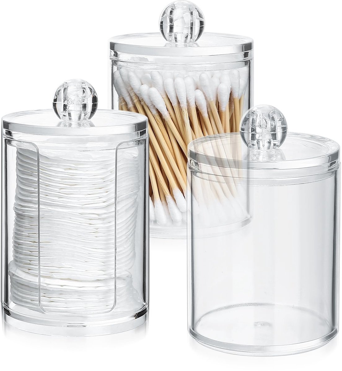 Solidchoice - Set van 3 Organizers voor Wattenstaafjes en Wattenbollen