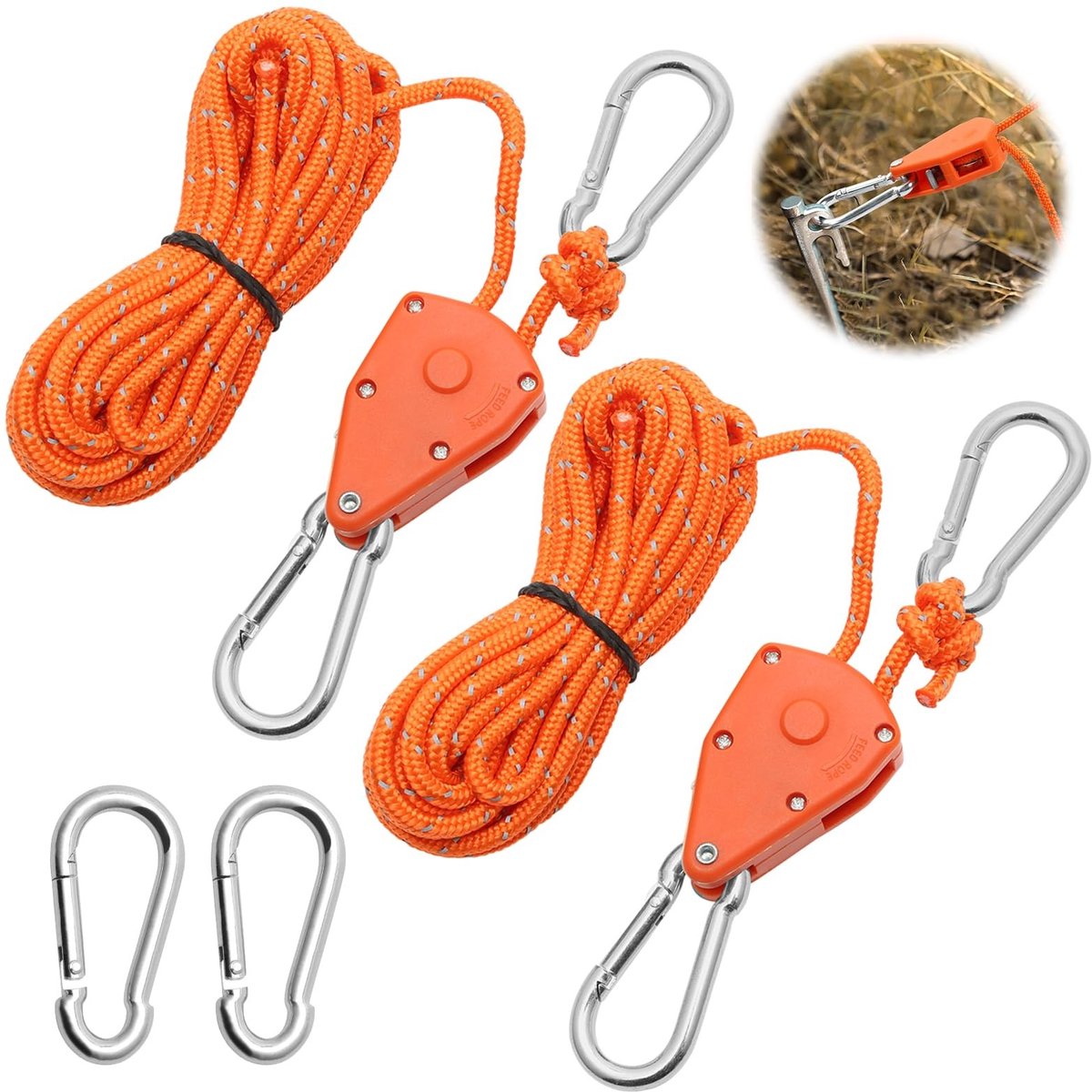 Solidchoice - Verstelbare Touwratel met 4 m Kabel en 5 Vervangende Touwen