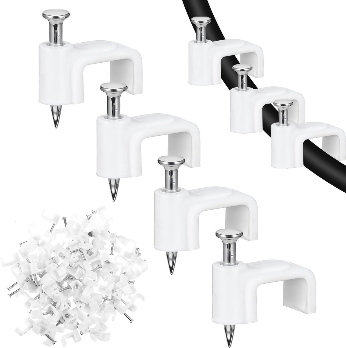 Solidchoice - 100 Stuks Flat Cable Clips voor Kabelbeheer en Organisatie