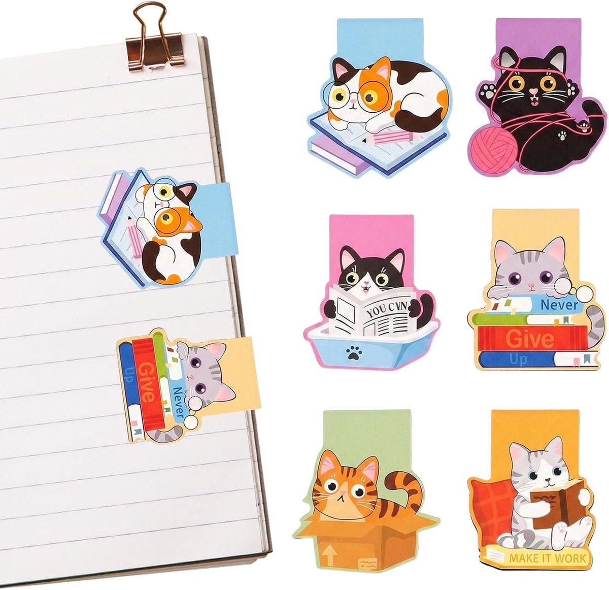 Kattenboekenleggers 6 stuks - Magnetische bladwijzers - Verschillende kattenpatronen - Perfect voor boekenliefhebbers - ShopVlot