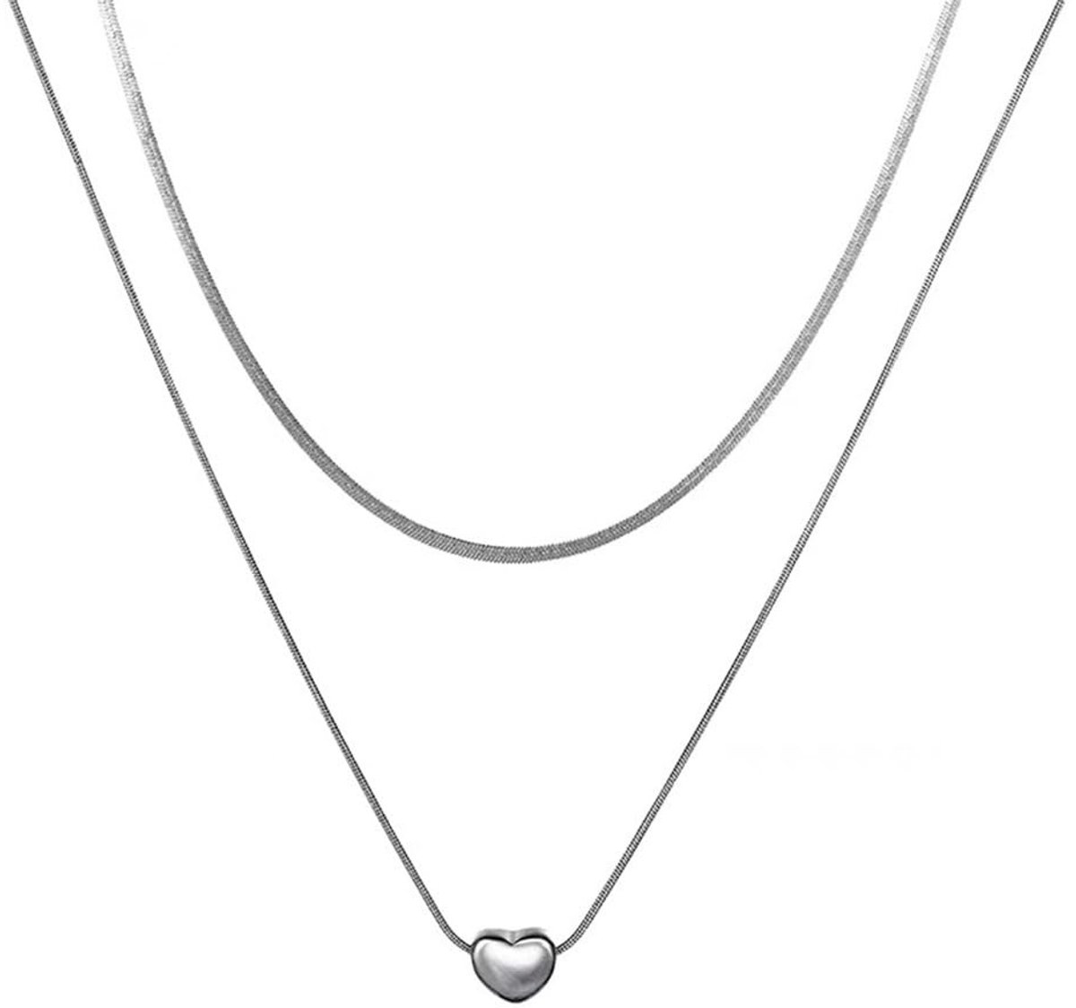 Solidchoice - Titanium Stalen Hartenketting voor Vrouwen
