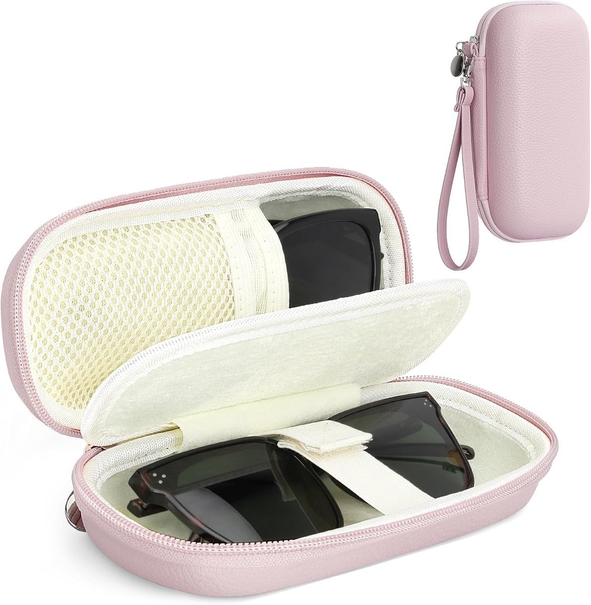 Bril etui voor 2 brillen - hard case met rits - schokbestendig met polsband - ideaal voor onderweg - ShopVlot