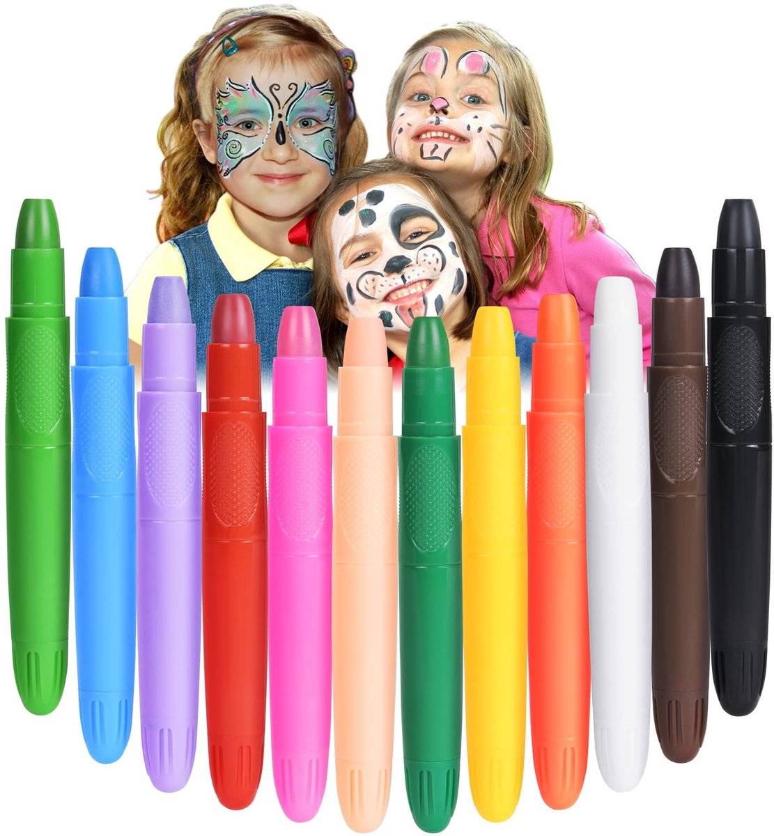 Solidchoice - Set van 12 Veilige Gezichts- en Lichaamsverf Crayons voor Kinderen