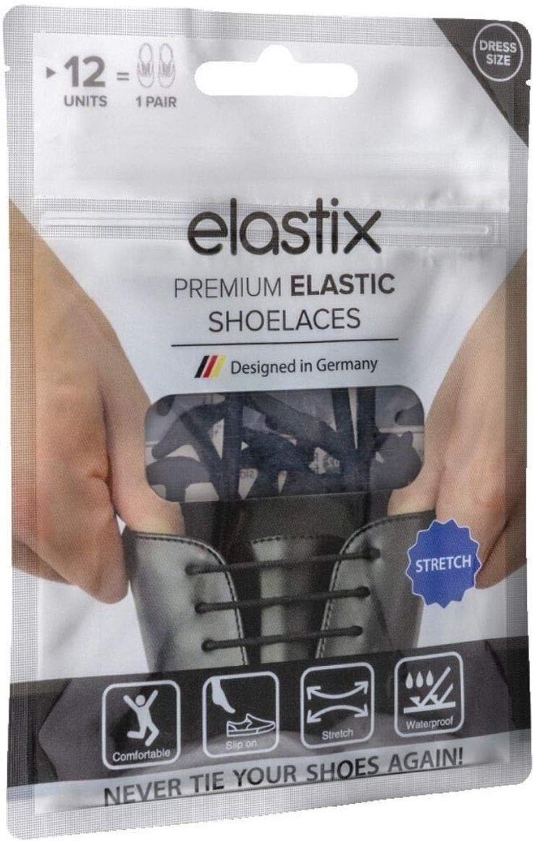 Elastische Schoenveters Zwart - Siliconen Veters Zonder Knoop - Zelfbindende Veters voor Volwassenen - ShopVlot