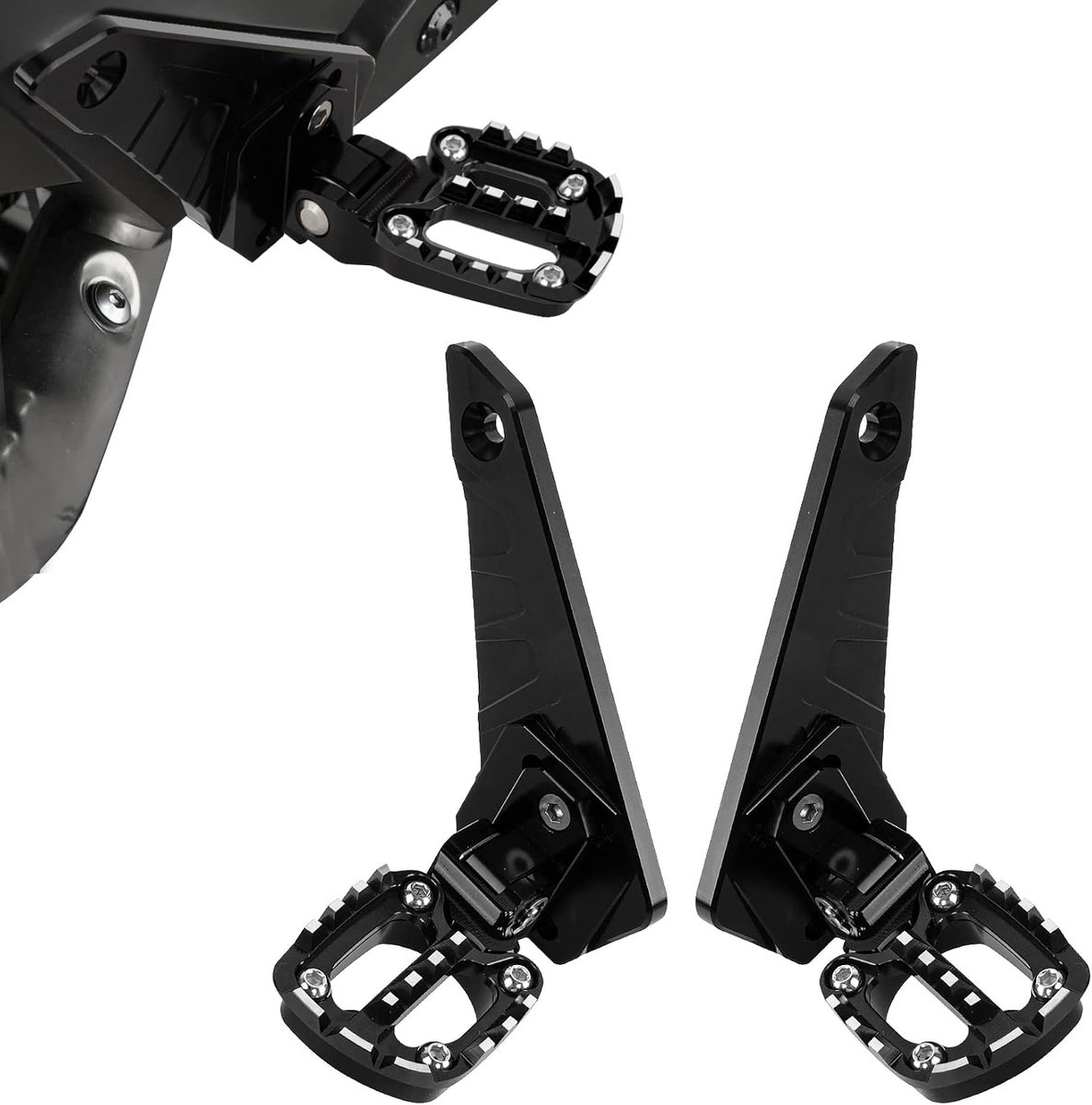 Achterste Voetsteunen Vouwbaar - CNC Aluminium - Zwart - Ideale upgrade voor X-ADV 750, Forza 750, NC 750 - ShopVlot
