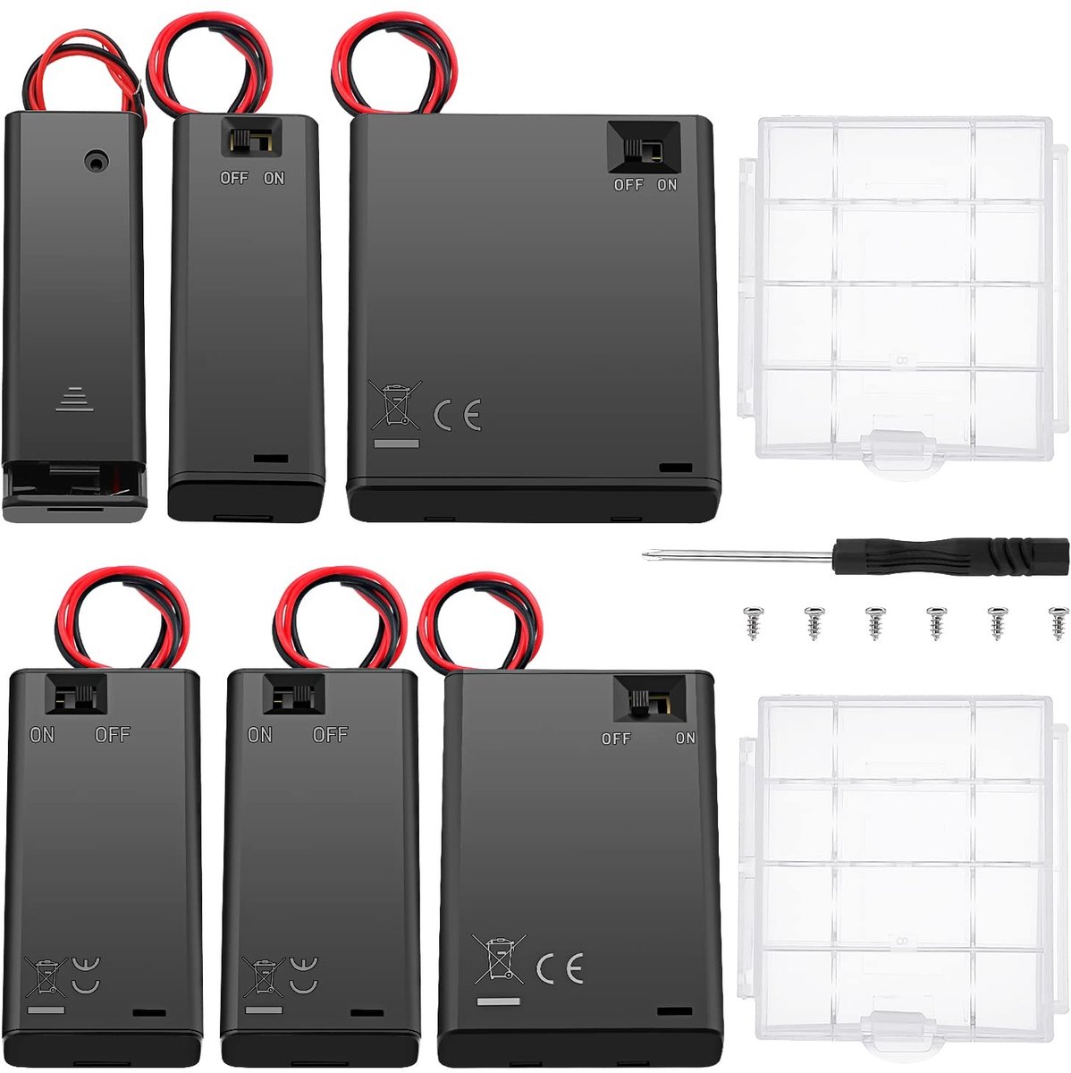 Solidchoice - AA Batterijhouder Set met ON/OFF Schakelaar