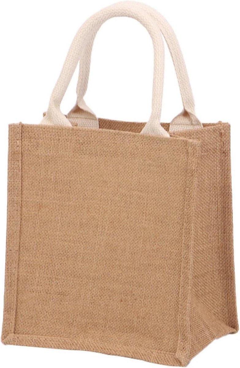 Jute Tas 21x23x15cm - Hoogwaardige Waterdichte Schoudertas - Retro Design - Ideaal voor Boodschappen - ShopVlot