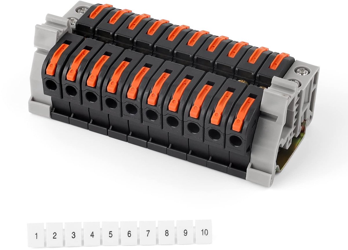 Solidchoice - Set van 10 DIN Rail Klemmen voor Elektrische Installatie