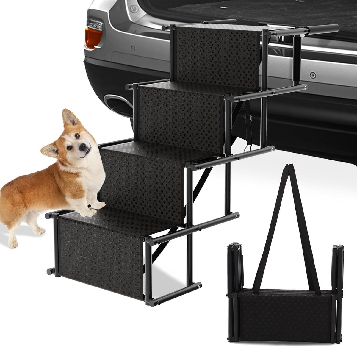 Solidchoice - Opvouwbare Hondenladder met 4 Trappen voor Grote Honden tot 80 kg