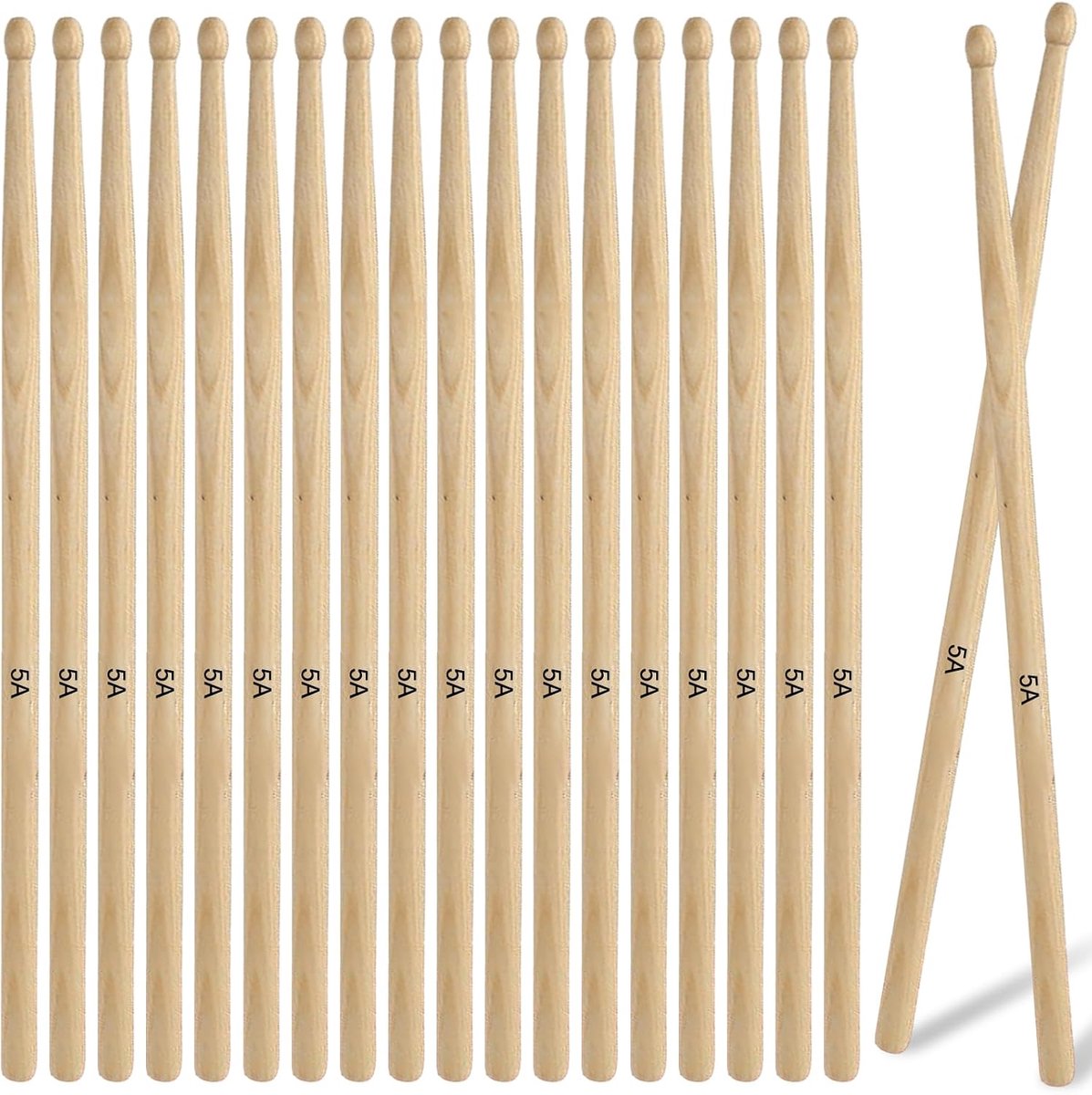 Drumstokken 5A - 12 Paar Maple Hout - Ovalen Kop - Ideaal voor Jazz en Rock - ShopVlot