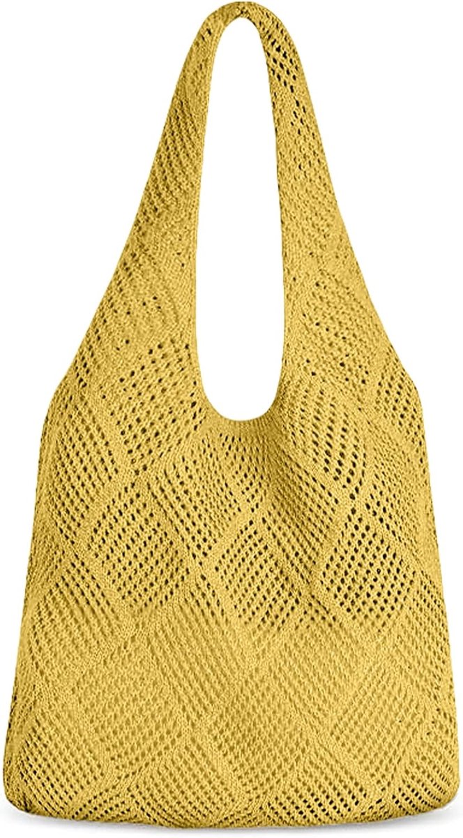 Handtas gehaakt - retro holle geweven schoudertas - boho strandtas - perfect voor dagelijks gebruik - ShopVlot