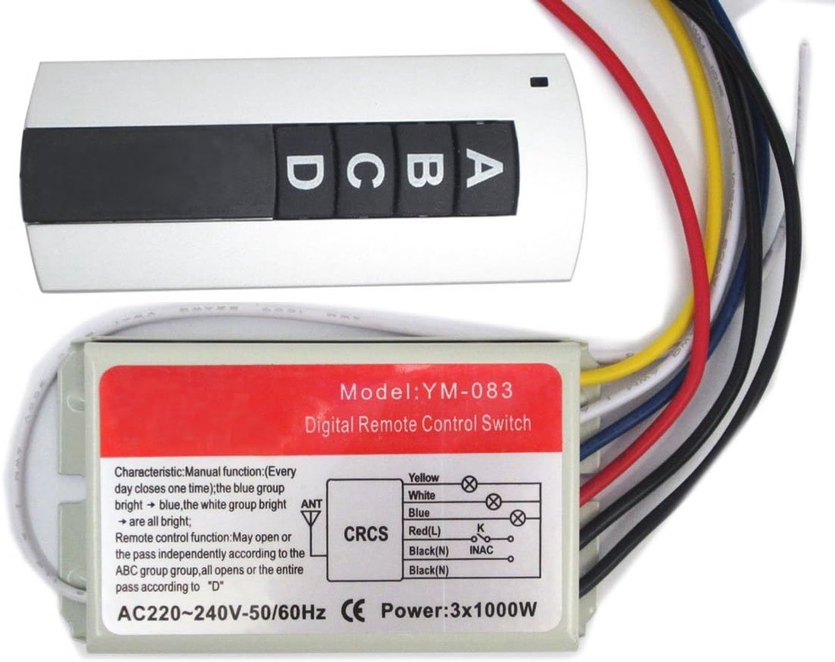 Draadloze Wandschakelaar en Afstandsbediening - 220 V - Driefasig - Eenvoudige installatie voor verlichting - ShopVlot