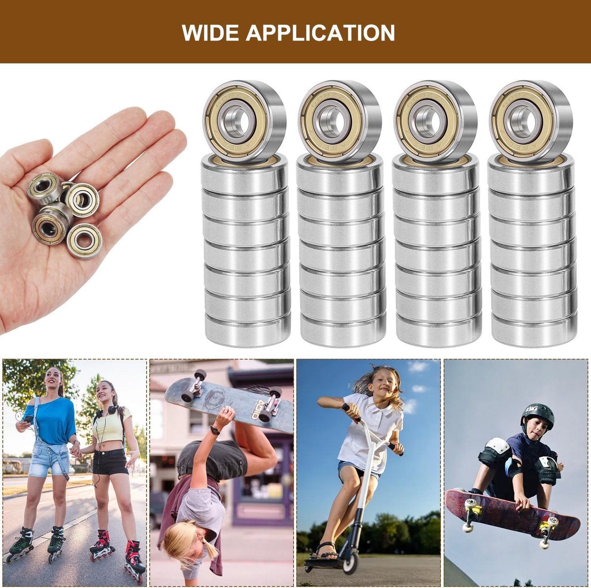 608 ZZ kogellagers 8x22x7mm - koolstofstaal - hoge snelheid - ideaal voor skateboard en inline skates - ShopVlot
