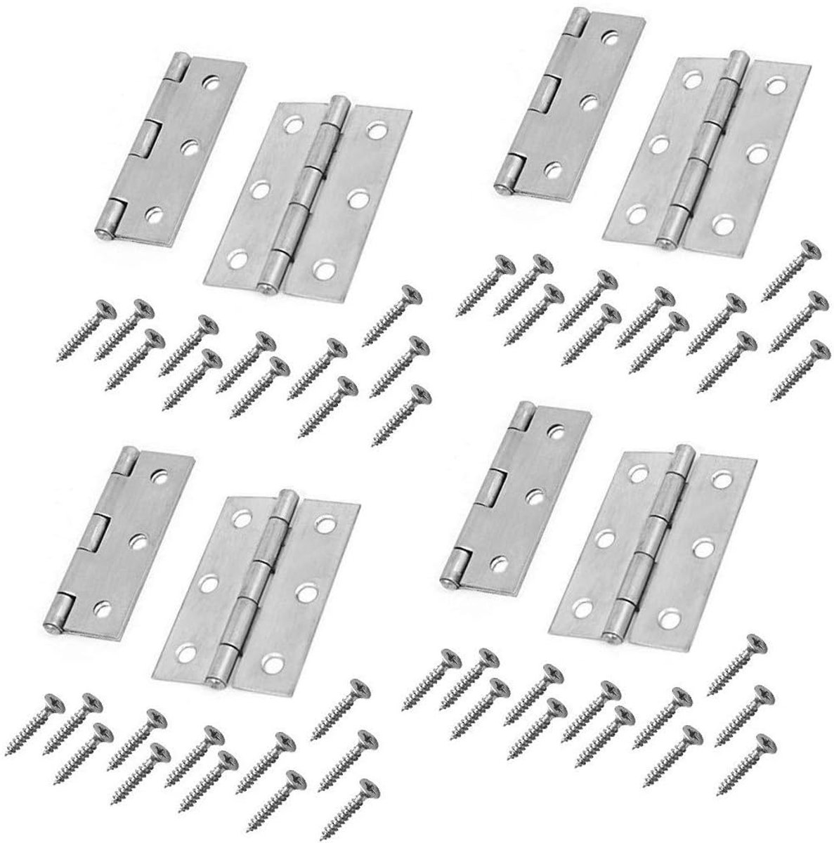 Metalen scharnieren set van 8 (76x45mm) - RVS - Duurzaam en eenvoudig te monteren - ShopVlot