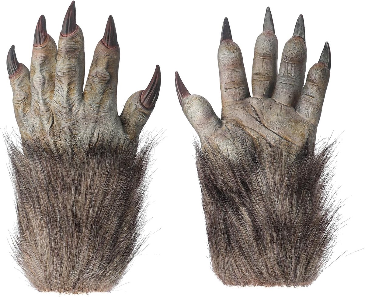 Handschoenen weerwolfklauw - harige skeletpoot - griezelige kostuumaccessoire - perfect voor Halloween - ShopVlot
