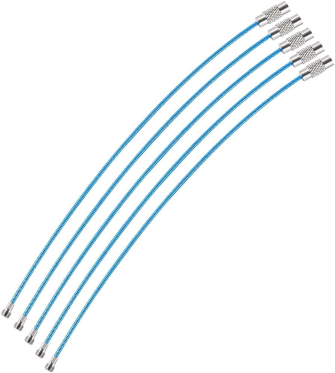 Sleutelhangers 1,5 x 150 mm - roestvrij staal - PVC coating - multifunctionele draadringen - ShopVlot