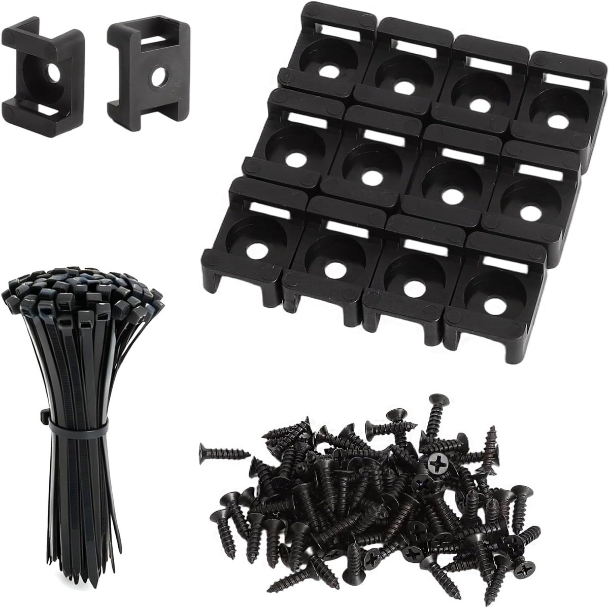 Kabelbinders 300 stuks - nylon - schroefbaar - voor kabelbeheer aan muur - ShopVlot