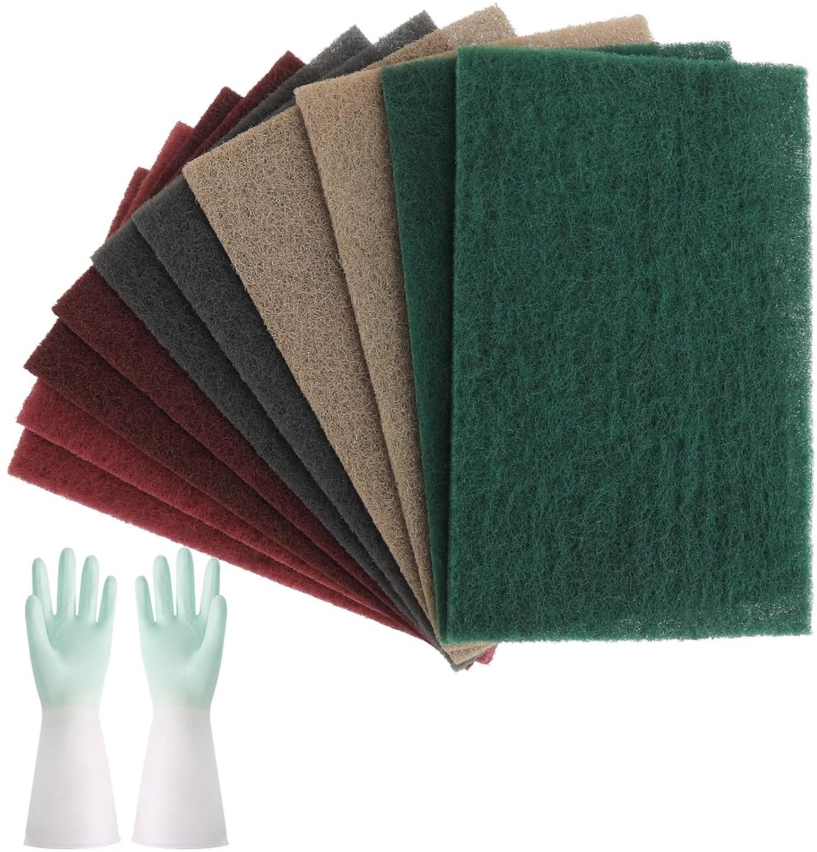 SnelShoppen - Schuurvlies Pads Set van 10 - 150 x 230 mm Schuurmat in 5 Korrelgroottes 600/800/1000/1200/3000 voor Metaal, Hout, RVS - Inclusief Schoo