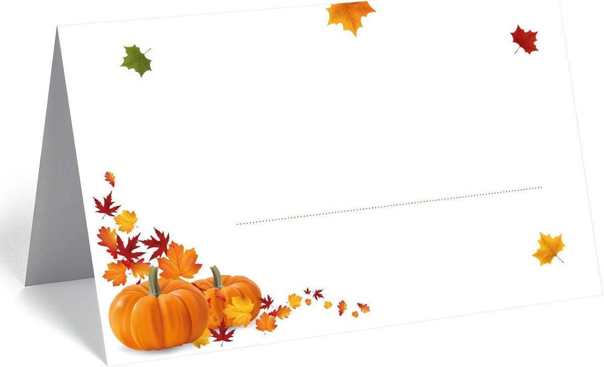 Tafelkaarten Set - Naamkaartjes Feest - Gasten Ontvangen - Elegant Bladmotief - 50 Stuks 5.5x8.5cm - Herfstkleuren