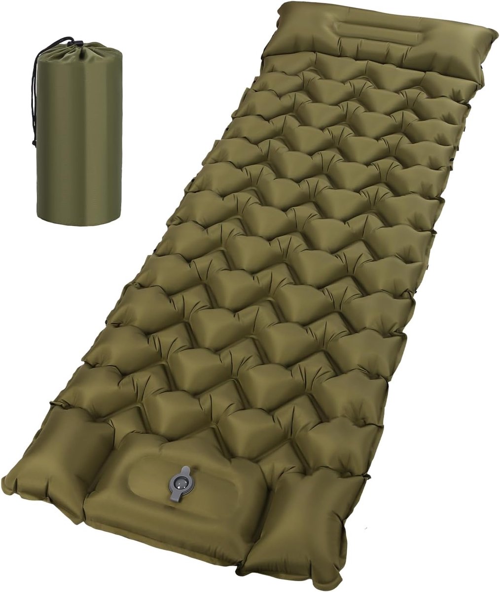 Opblaasbare Campingmat - Ultralicht en Compact - Met Kussen en Voetpomp - Ideaal voor Kamperen - ShopVlot