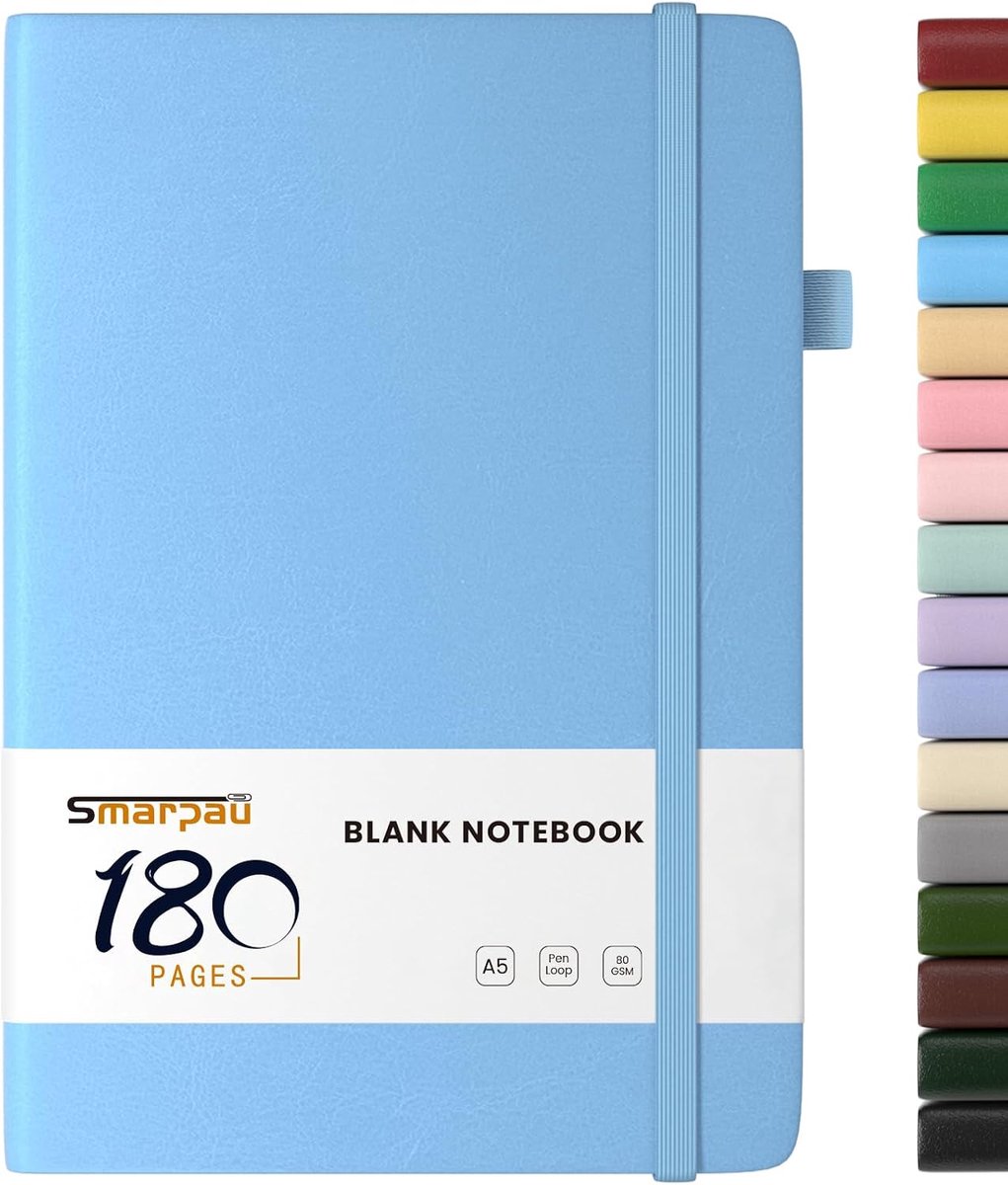 Notitieboek A5 - Harde kaft - Leer - 180 pagina's premium papier - ShopVlot