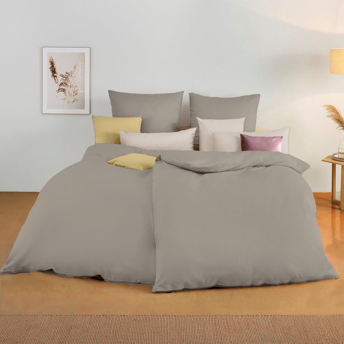 Dekbedovertrekset 135 x 200 cm - taupe microvezel - 6-delig met rits - zacht en onderhoudsvriendelijk - ShopVlot