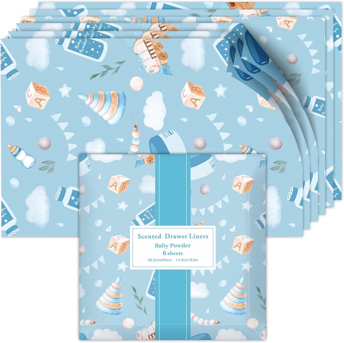 Geurpapier Baby Powder Vers 36,5 x 50 cm - 6 Vellen - Verfrissende geur voor lades en kasten - ShopVlot