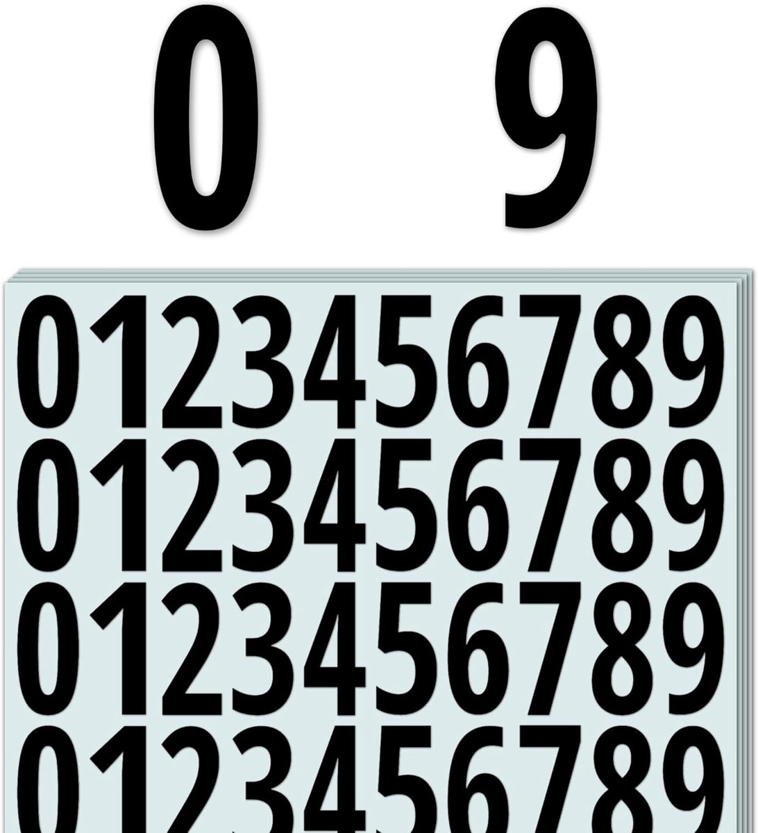 Nummerstickers 50mm - Zelfklevend Vinyl - Waterproof - Perfect voor binnen en buiten gebruik - ShopVlot